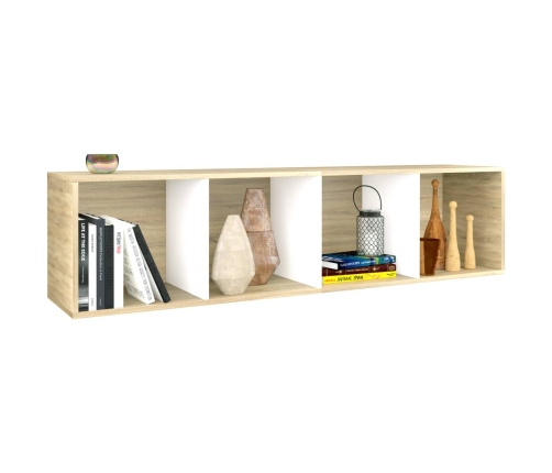 Estantería libros madera contrachapada blanco roble 36x30x143cm