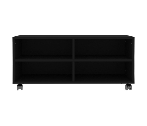 vidaXL Mueble de TV con ruedas madera contrachapada negro 90x35x35 cm