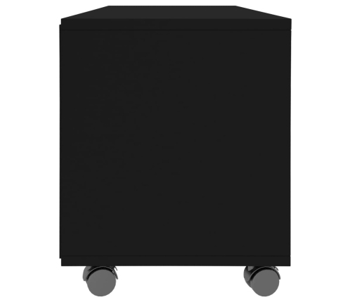 Mueble de TV con ruedas madera contrachapada negro 90x35x35 cm