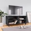 Mueble de TV con ruedas madera contrachapada gris 90x35x35 cm