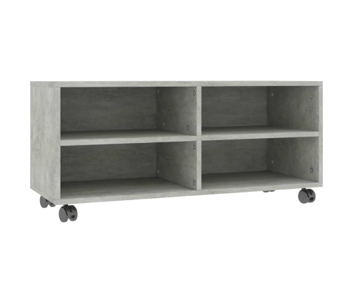 Mueble de TV con ruedas contrachapada gris hormigón 90x35x35 cm