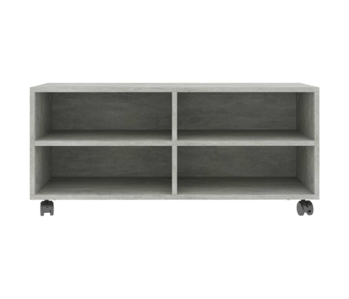 Mueble de TV con ruedas contrachapada gris hormigón 90x35x35 cm