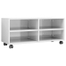 Mueble de TV con ruedas contrachapada blanco brillo 90x35x35 cm