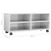 Mueble de TV con ruedas contrachapada blanco brillo 90x35x35 cm