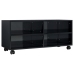 Mueble de TV con ruedas contrachapada negro brillo 90x35x35 cm