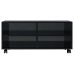 Mueble de TV con ruedas contrachapada negro brillo 90x35x35 cm