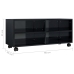 Mueble de TV con ruedas contrachapada negro brillo 90x35x35 cm