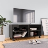 Mueble de TV con ruedas contrachapada negro brillo 90x35x35 cm