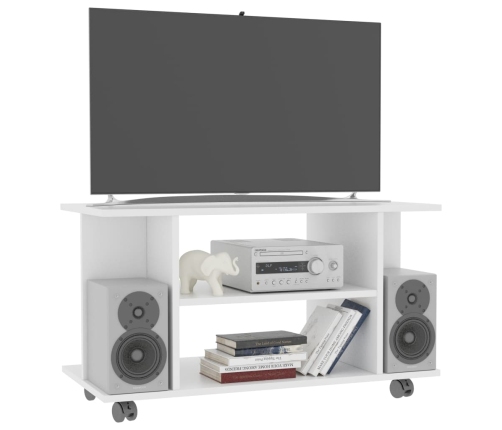 vidaXL Mueble de TV con ruedas madera de ingeniería blanco 80x40x45 cm