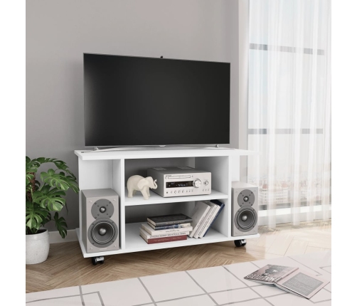 vidaXL Mueble de TV con ruedas madera de ingeniería blanco 80x40x45 cm