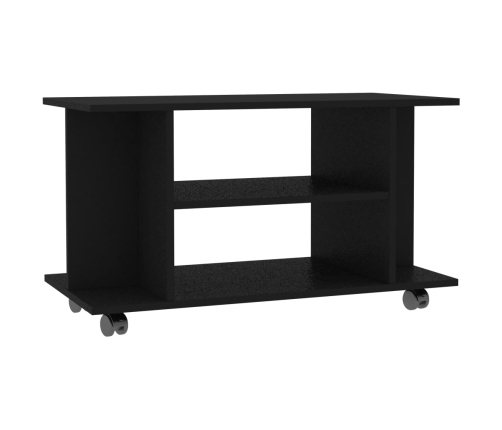 Mueble de TV con ruedas madera de ingeniería negro 80x40x45 cm