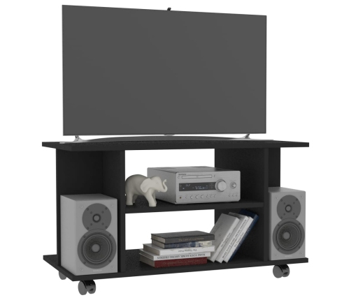 Mueble de TV con ruedas madera de ingeniería negro 80x40x45 cm