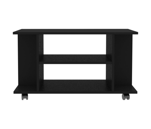 Mueble de TV con ruedas madera de ingeniería negro 80x40x45 cm