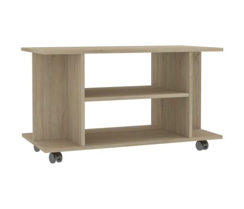 Mueble de TV ruedas madera ingeniería roble Sonoma 80x40x45 cm