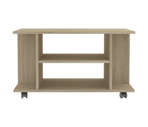 Mueble de TV ruedas madera ingeniería roble Sonoma 80x40x45 cm