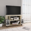 Mueble de TV ruedas madera ingeniería roble Sonoma 80x40x45 cm