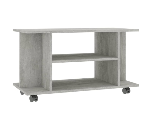 Mueble de TV ruedas madera ingeniería gris hormigón 80x40x45 cm