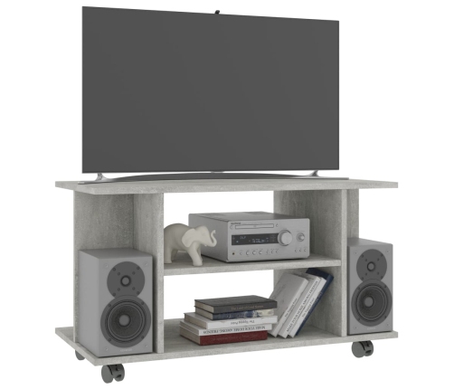 Mueble de TV ruedas madera ingeniería gris hormigón 80x40x45 cm