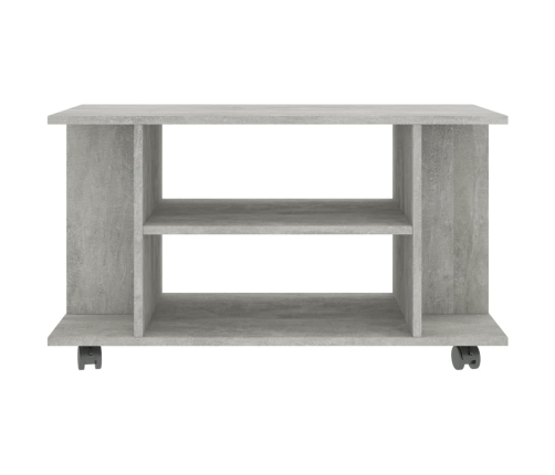 Mueble de TV ruedas madera ingeniería gris hormigón 80x40x45 cm