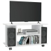 Mueble de TV ruedas madera ingeniería blanco brillo 80x40x45 cm