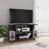 Mueble de TV ruedas madera ingeniería negro brillo 80x40x45 cm