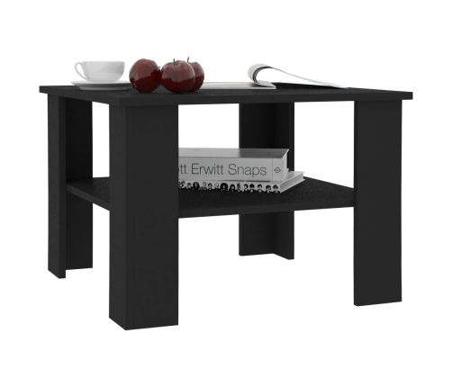 Mesa de centro madera contrachapada negro 60x60x42 cm