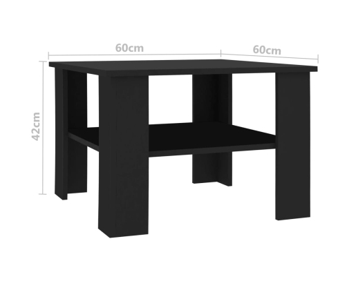 Mesa de centro madera contrachapada negro 60x60x42 cm