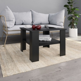 Mesa de centro madera contrachapada negro 60x60x42 cm