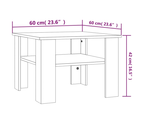 Mesa de centro madera contrachapada roble Sonoma 60x60x42 cm