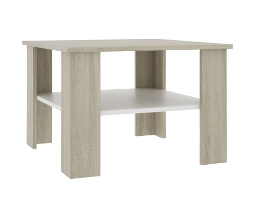 Mesa de centro madera contrachapada blanco y Sonoma 60x60x42 cm