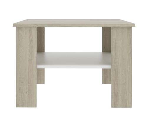 Mesa de centro madera contrachapada blanco y Sonoma 60x60x42 cm