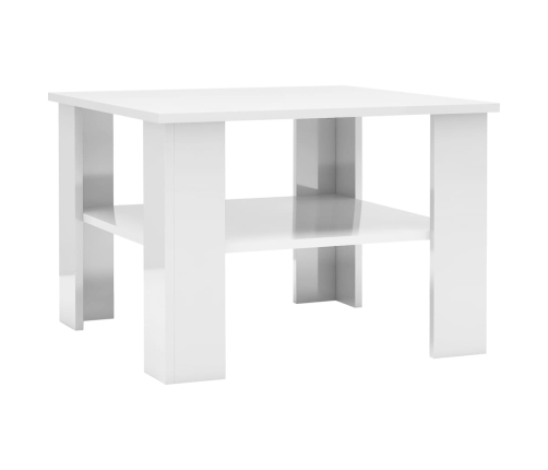 vidaXL Mesa de centro madera contrachapada blanco brillante 60x60x42cm