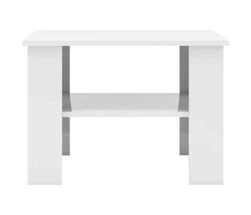 vidaXL Mesa de centro madera contrachapada blanco brillante 60x60x42cm