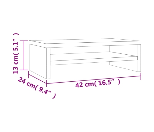 vidaXL Soporte de pantalla madera ingeniería gris hormigón 42x24x13 cm