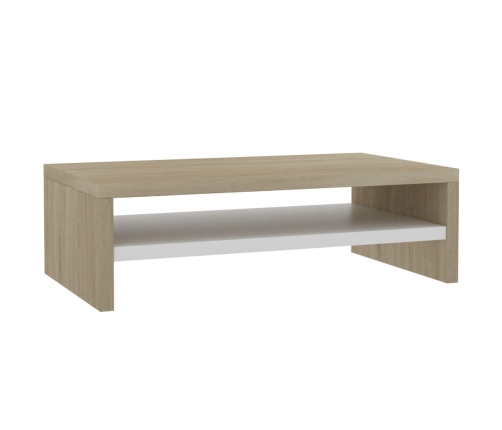 Soporte de monitor contrachapada blanco y roble 42x24x13cm