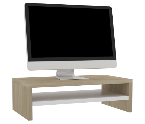 Soporte de monitor contrachapada blanco y roble 42x24x13cm