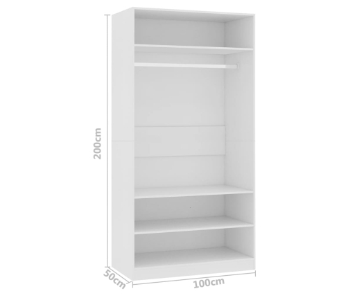 Armario de madera contrachapada blanco 100x50x200 cm