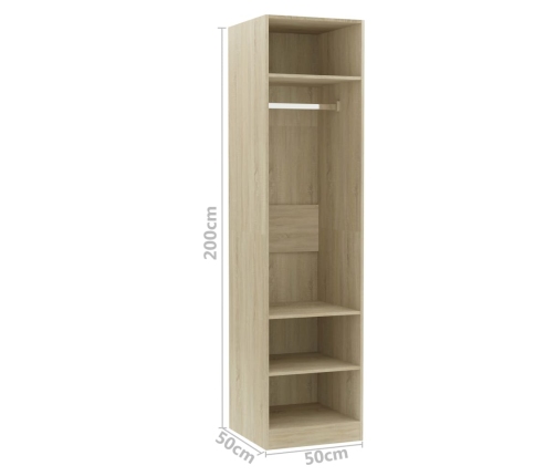 Armario de madera contrachapada color roble 50x50x200 cm