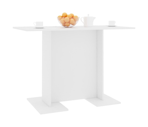 Mesa de comedor de madera contrachapada blanco 110x60x75 cm