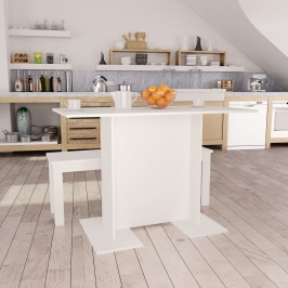 Mesa de comedor de madera contrachapada blanco 110x60x75 cm