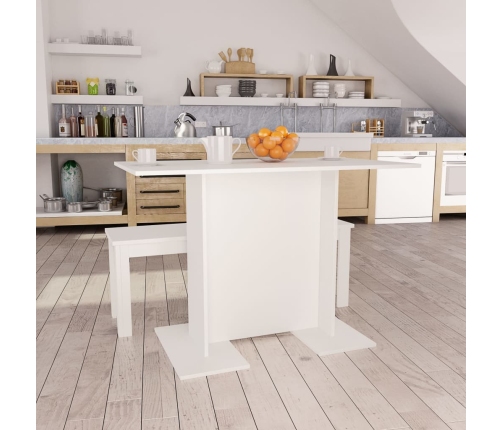 Mesa de comedor de madera contrachapada blanco 110x60x75 cm