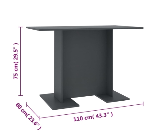 Mesa de comedor de madera contrachapada gris 110x60x75 cm