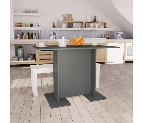 Mesa de comedor de madera contrachapada gris 110x60x75 cm