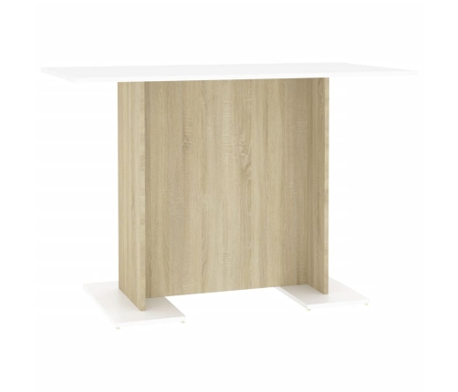 Mesa de comedor madera contrachapada blanco roble 120x60x76 cm