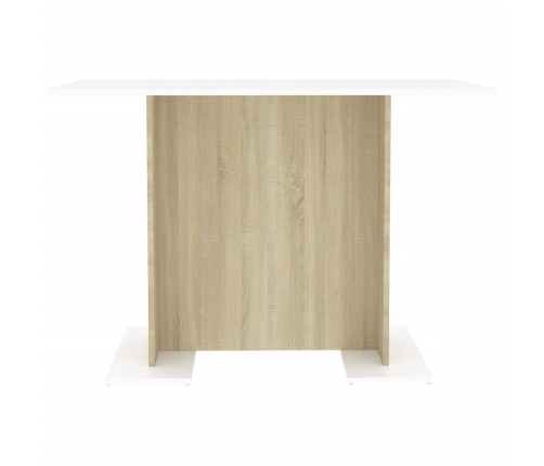 Mesa de comedor madera contrachapada blanco roble 120x60x76 cm