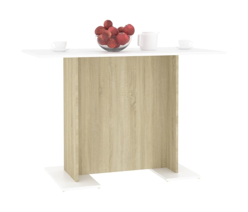 Mesa de comedor madera contrachapada blanco roble 120x60x76 cm