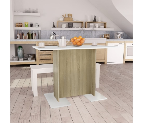 Mesa de comedor madera contrachapada blanco roble 120x60x76 cm