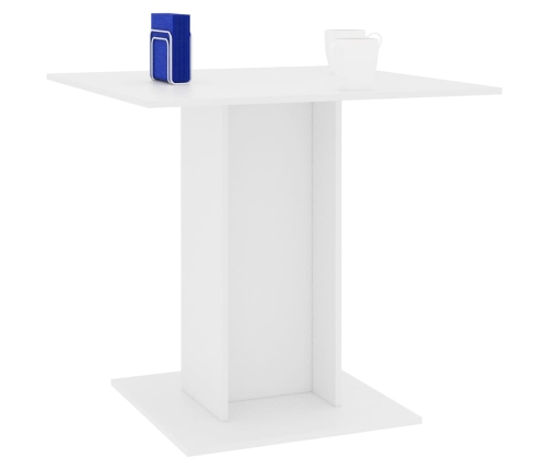 vidaXL Mesa de comedor de madera contrachapada blanco 80x80x75 cm