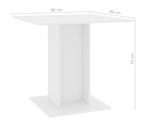 vidaXL Mesa de comedor de madera contrachapada blanco 80x80x75 cm