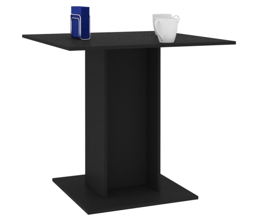 Mesa de comedor de madera contrachapada negro 80x80x75 cm